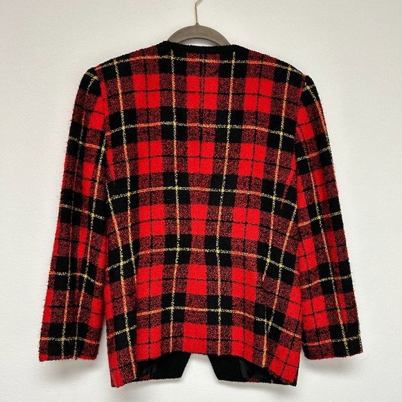 Vintage Lord & Taylor Red Gold Black plaid patterned Women’s Blazer size 6​​ - Picture 5 of 8